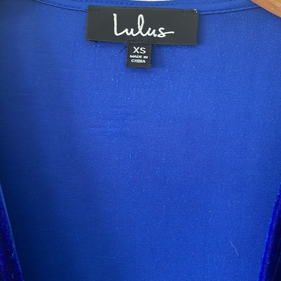 Lulus Enchant Me Cobalt Blue Velvet Midi Wrap Dress - Picture 10 of 11
